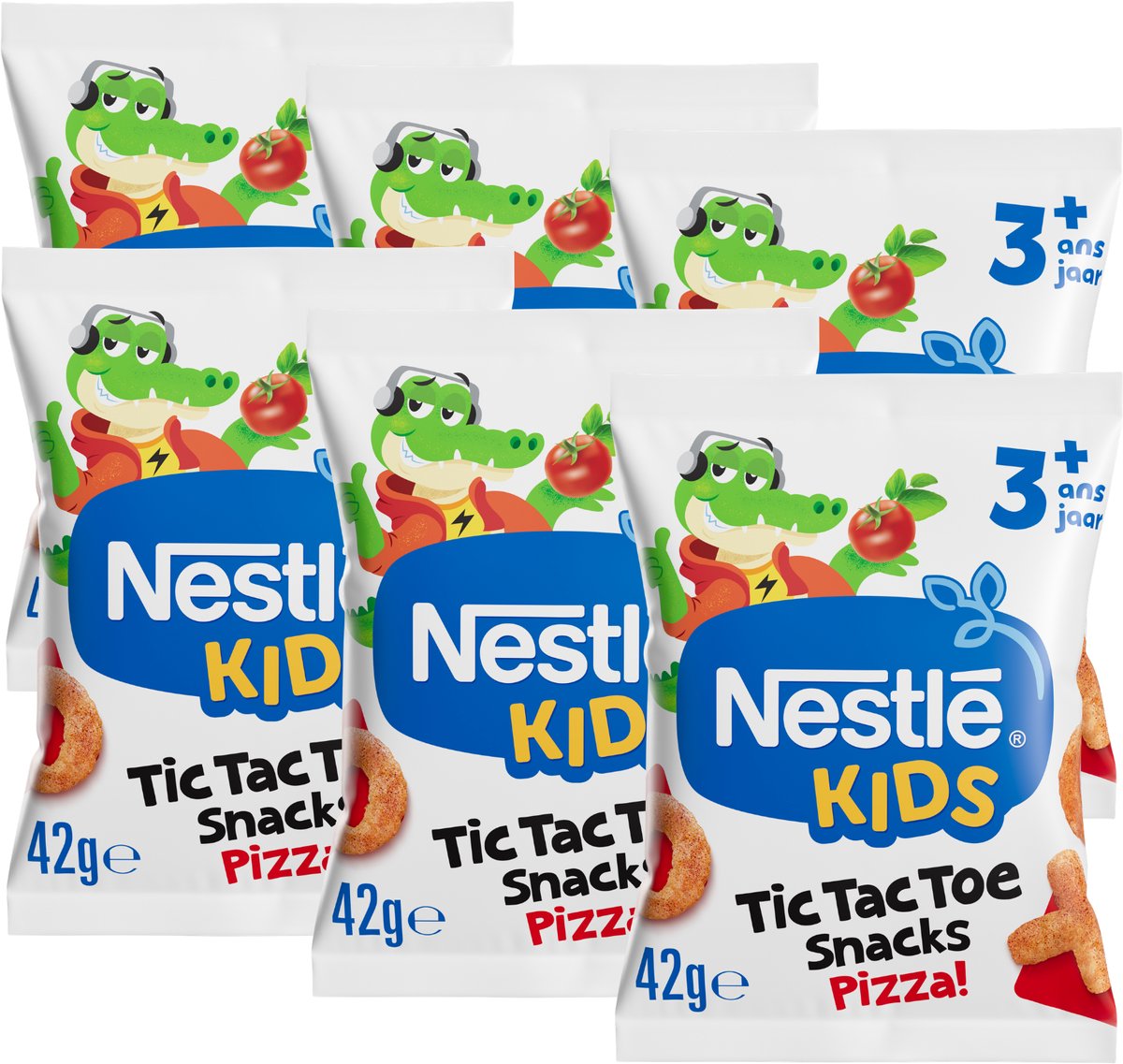 Nestlé Kids Tic Tac Toe Snacks Pizza - Snack pour tout-petits - 3 ans et plus - 6 x 42 g
