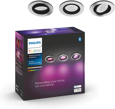 Spot encastrable Philips Hue Centura - lumière blanche et colorée - pack de 3 - aluminium - rond - gu10