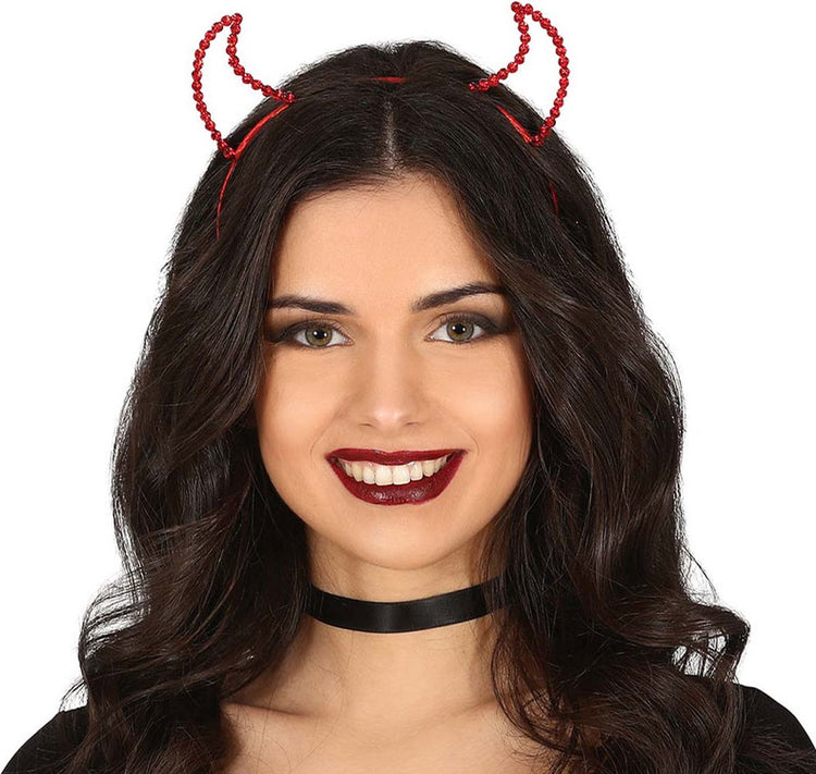 Fiestas guirca - diadème diable rouge - halloween - accessoires d'Halloween - habillage d'Halloween