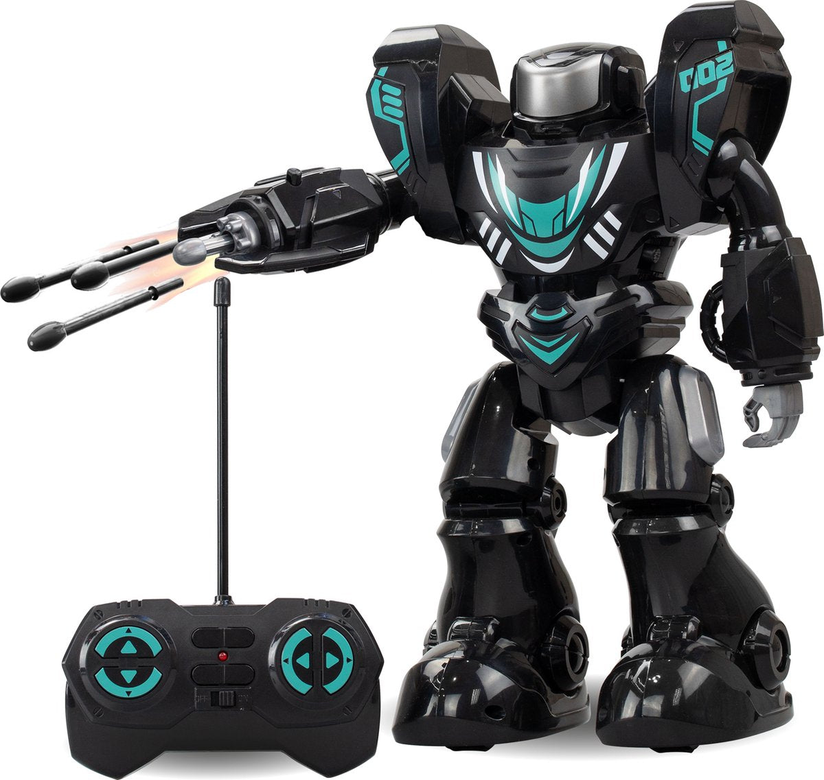 Silverlit robo blast one black - robot rc avec poing de tir