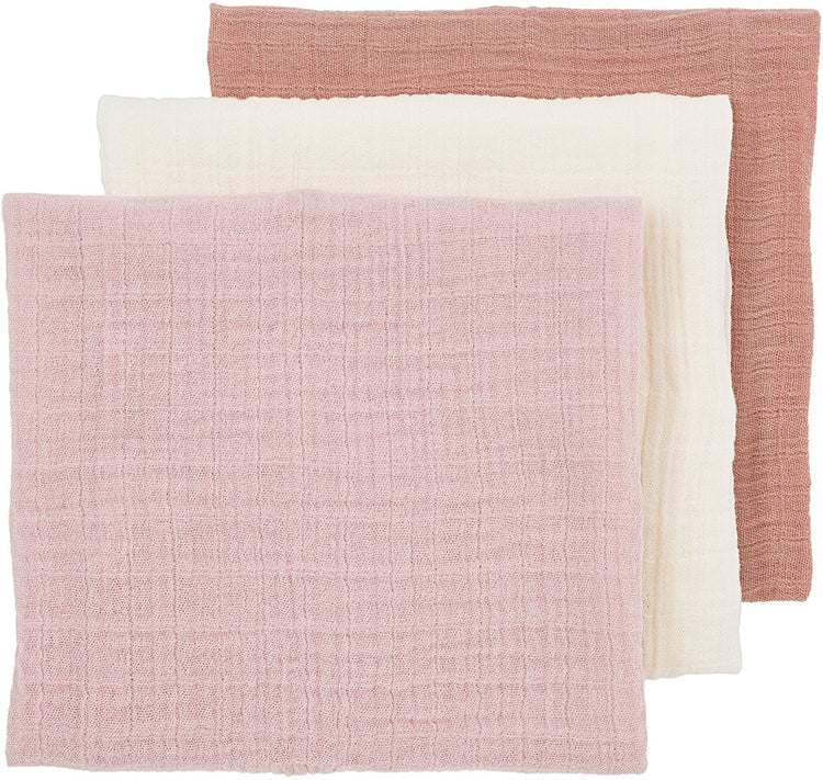 Meyco baby uni lingettes hydrophiles prélavées - paquet de 3 - hydrophiles prélavées - rose tendre rose naturel - 70x70cm