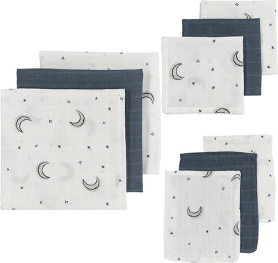 Meyco baby moon starter set - pack de 9 - hydrophile - indigo