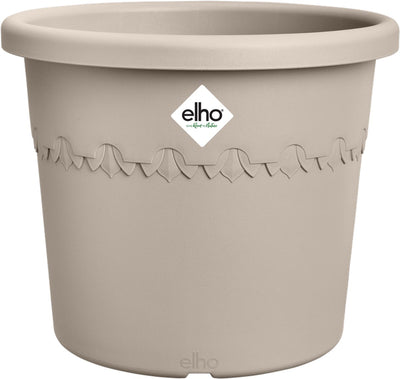 Elho algarve cilindro 48 - pot de fleur d'extérieur - 100% plastique recyclé - ø 48 x h 29 cm - beige champignon