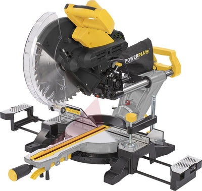 Scie à onglet électrique Powerplus powx075751db - scie télescopique 2000w, ø305mm - onglet droit, double face, laser - avec 2 acc.