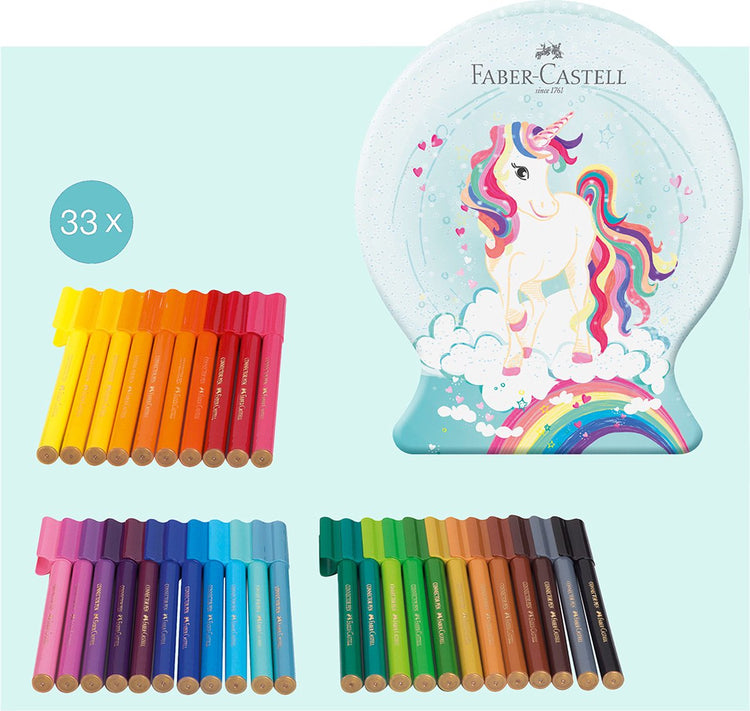 Faber-castell feutres - connecteur - boule à neige licorne - 33 pièces - fc-155544