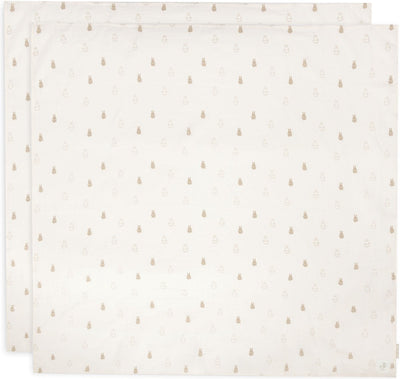 Jollein x Miffy - tissu hydrophile grand 115x115cm - emmaillotage, langes, langes pour bébé - coton doux - happy miffy - nougat - 2 pièces