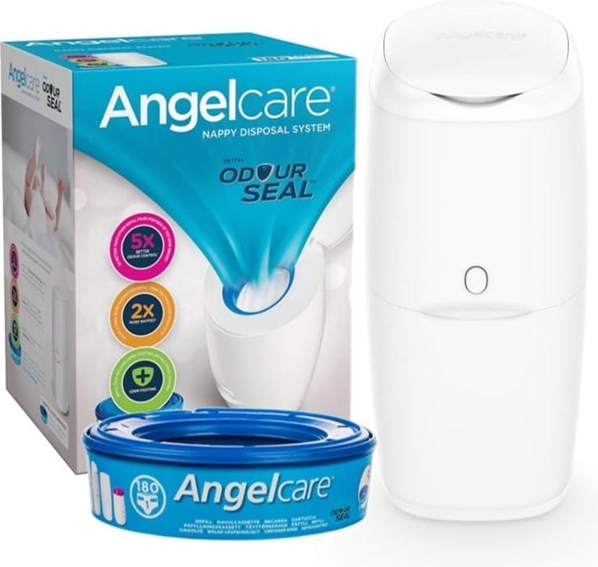 Seau à couches Angelcare Classic Starter Pack - avec 1 cassette de recharge