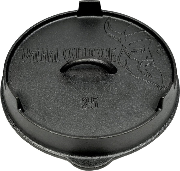 Valhal outdoor - couvercle en fonte pour poêle à frire 25 cm - peut également être utilisé comme poêle à griller, vh.lid25