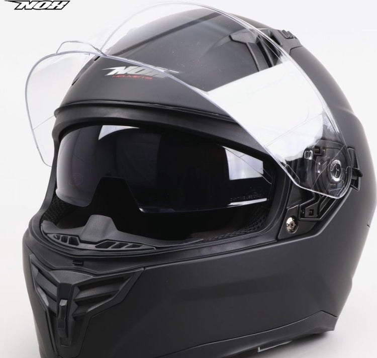 Casque intégral Nox avec visière solaire teintée intégrée - noir mat - ECE 22.06 - taille XL = tour de tête 60 à 61 cm