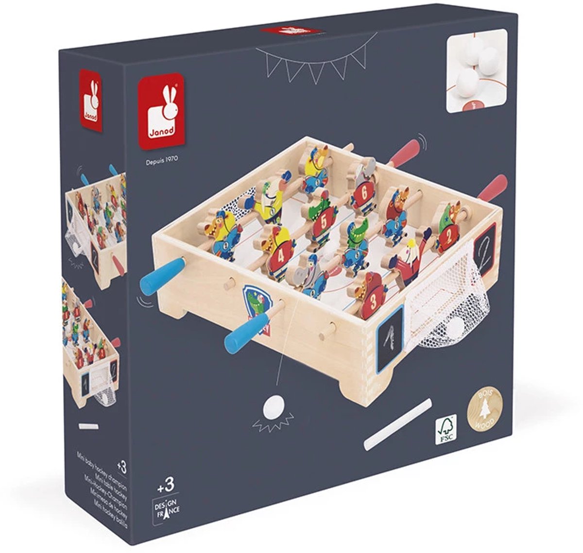 Janod - apple pop - mini baby-foot - thème hockey sur glace
