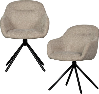 Chaises de salle à manger Woood Grant-Jaki - chenille - sable - lot de 2