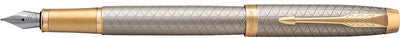 Parker dans un stylo plume | argent chaud haut de gamme | plume fine avec recharge d'encre bleue | coffret cadeau
