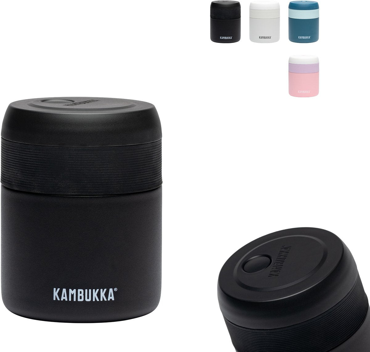 Kambukka bora - boîte à lunch - 600 ml - récipient alimentaire garde au chaud pendant 9 heures 100% étanche - noir mat