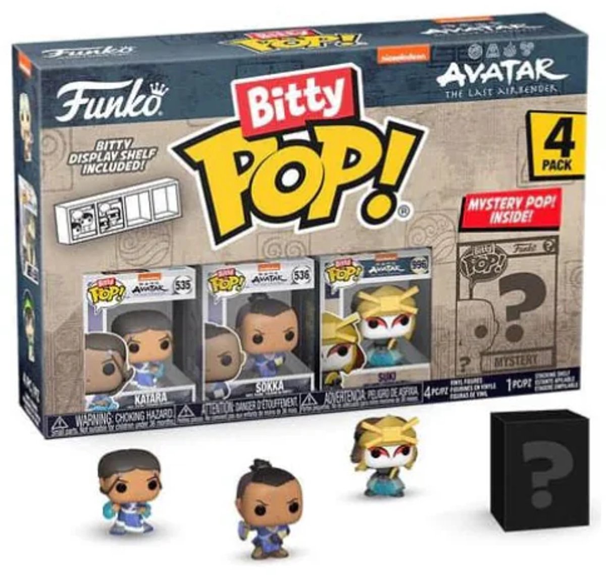Funko Katara, Sokka, Suki et Mystery Chase - Bitty Pop ! - avatar le dernier maître de l'air - 2 cm