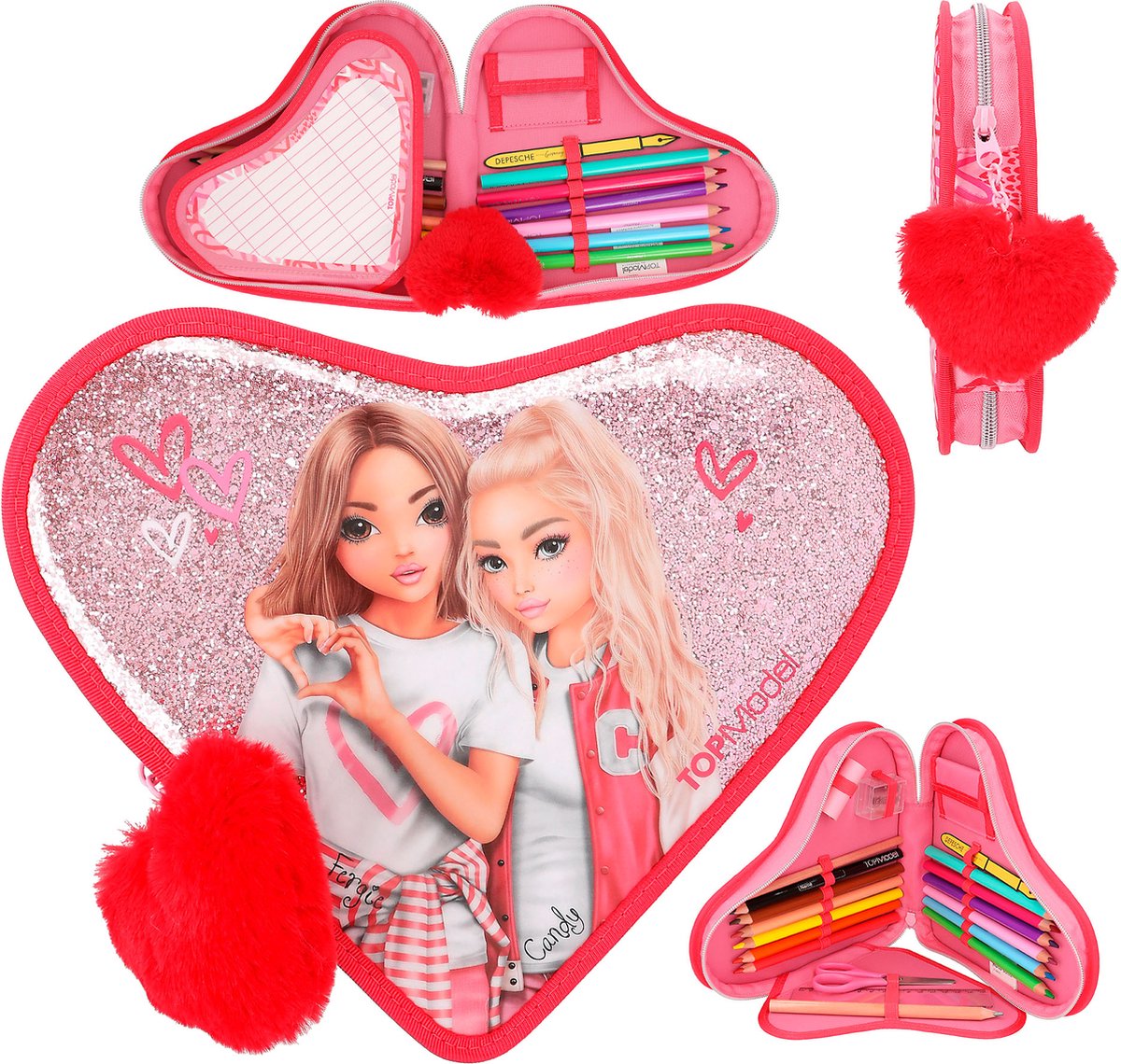 Depesche - trousse à crayons top modèle en forme de coeur one love