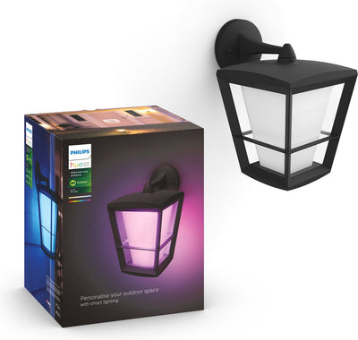 Applique Philips Hue Econic - lumière blanche et colorée - noir - vers le bas