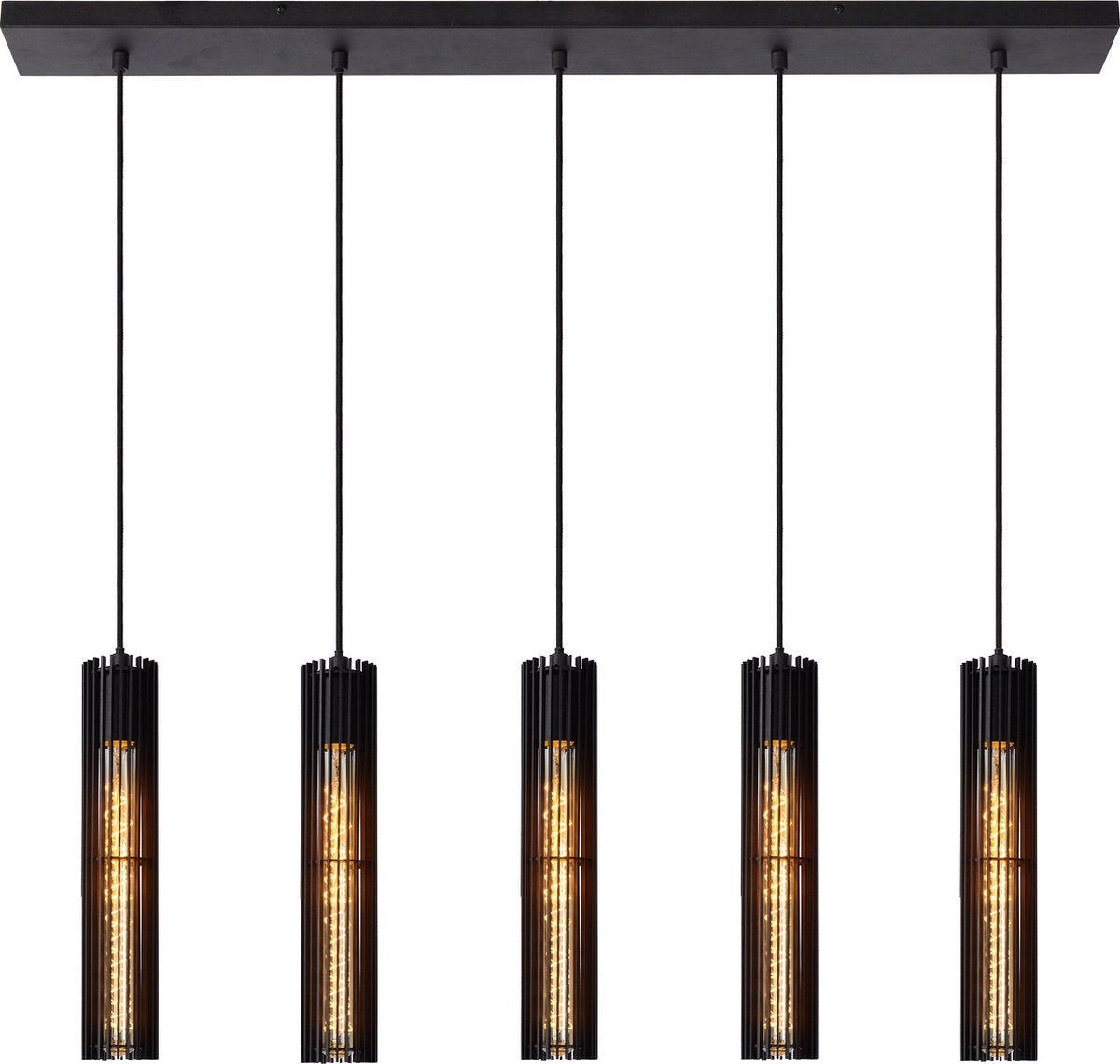 Lucide lionel - lampe suspendue - 5xe27 - noir