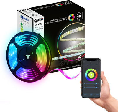 Bande LED intelligente Calex 2 mètres - Bande LED pour l'intérieur - avec application - RVB - bande lumineuse intelligente avec télécommande