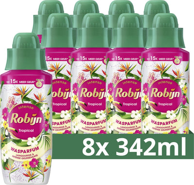 Robijn - parfum de lessive - tropical - jusqu'à 15 fois plus de parfum qu'en utilisant un détergent seul - 8 flacons x 342 ml