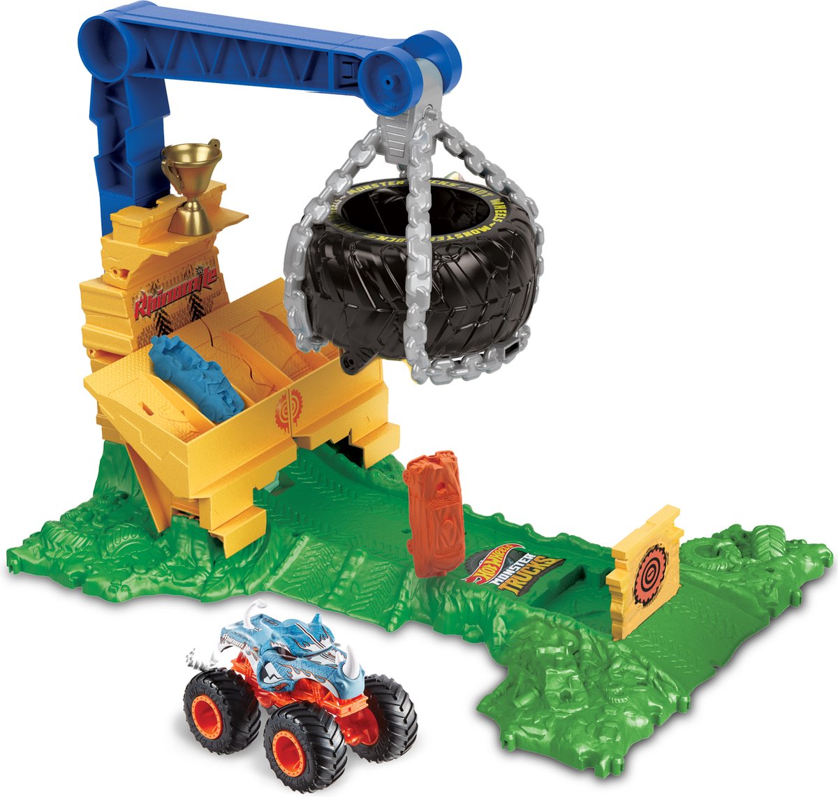 Hot Wheels Monstertrucks Arene Smahers Rhinomite Race Challenge Play Play