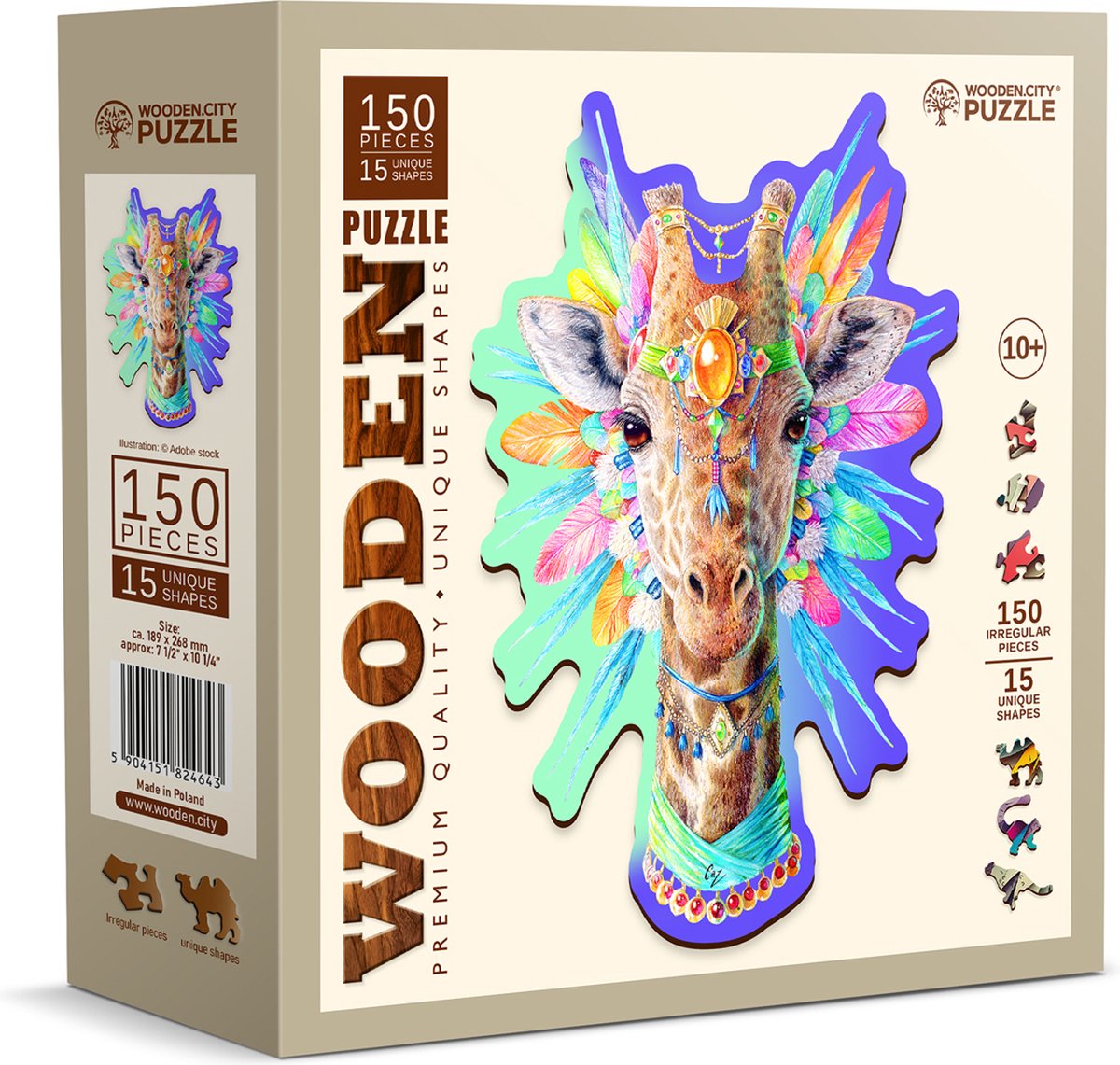 Puzzle de ville en bois - girafe sportive.