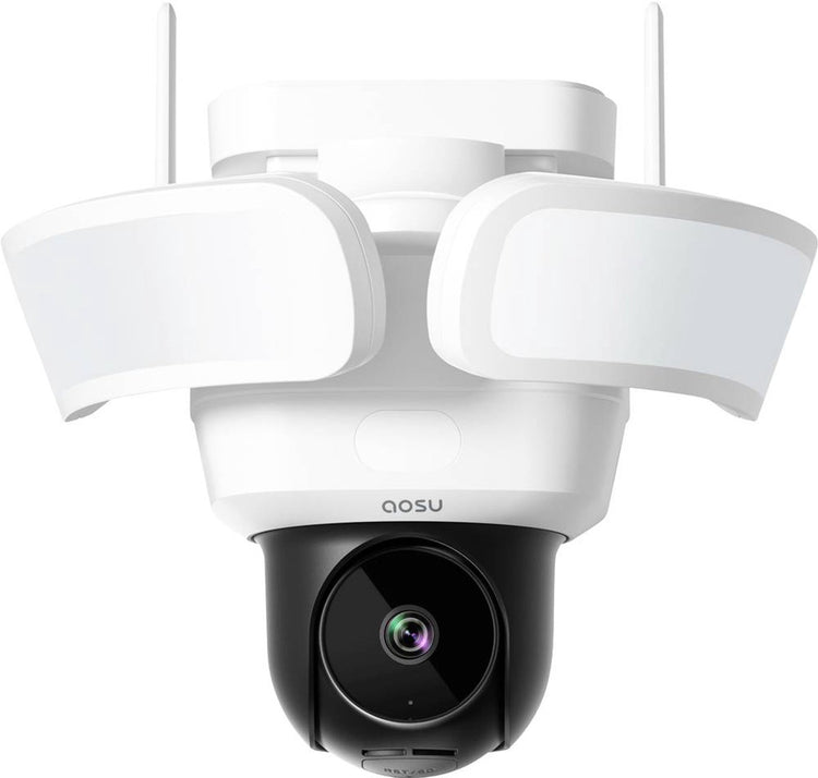 Aosu Floodlight Cam Pro - Caméra de sécurité 5MP - Vue 360° - Suivi AI - Vision nocturne en couleur
