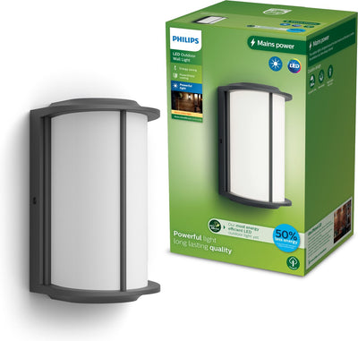 Philips LED Applique Philips Reese - LED ultra efficace - lampe d'extérieur - 4,3W - lumière blanc chaud ; 2700k - anthracite