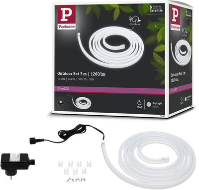 Paulmann bande LED extérieure simple 3 mètres lumière du jour - kit plug play - 12w - 24v - blanc - plastique