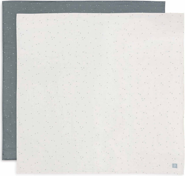 Jollein - tissu hydrophile grand 115x115cm - lange - coton doux - 2 pièces - vert d'eau scintillant