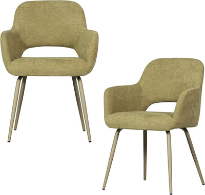 Chaises de salle à manger Woood Jenny - polyester - sauge - lot de 2