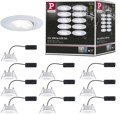 Paulmann lampe à encastrer LED Calla set de base orientable IP65 rond 90 mm 30° 10x5,2W 10x460lm 230V dimmable 4000K blanc mat