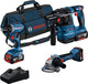 Boîte à outils professionnelle Bosch 18v - ensemble combiné - gsr 18v-45 + gws 18v-8 + gbh 18v-22 + 3x batterie gba 18v 4,0 ah et chargeur gal 18v-40