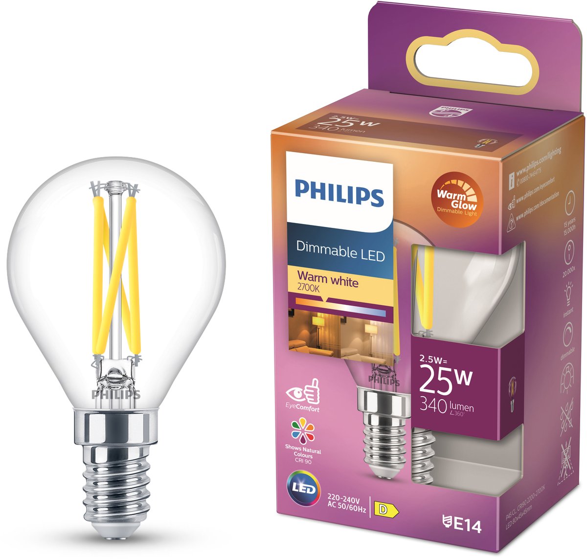 Philips a mené 25W P45 E14 CL WGD90 SRT4 Éclairage