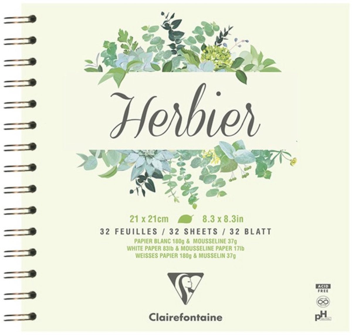Carnet à anneaux herbier Clairefontaine - 21x21cm 180g - 32 feuilles