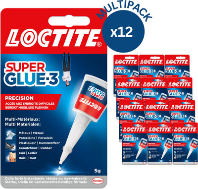 Loctite précision 12 x 5 grammes extrêmement résistant | super colle universelle | multi-colle pour solutions artisanales de précision | colle tout usage forte.