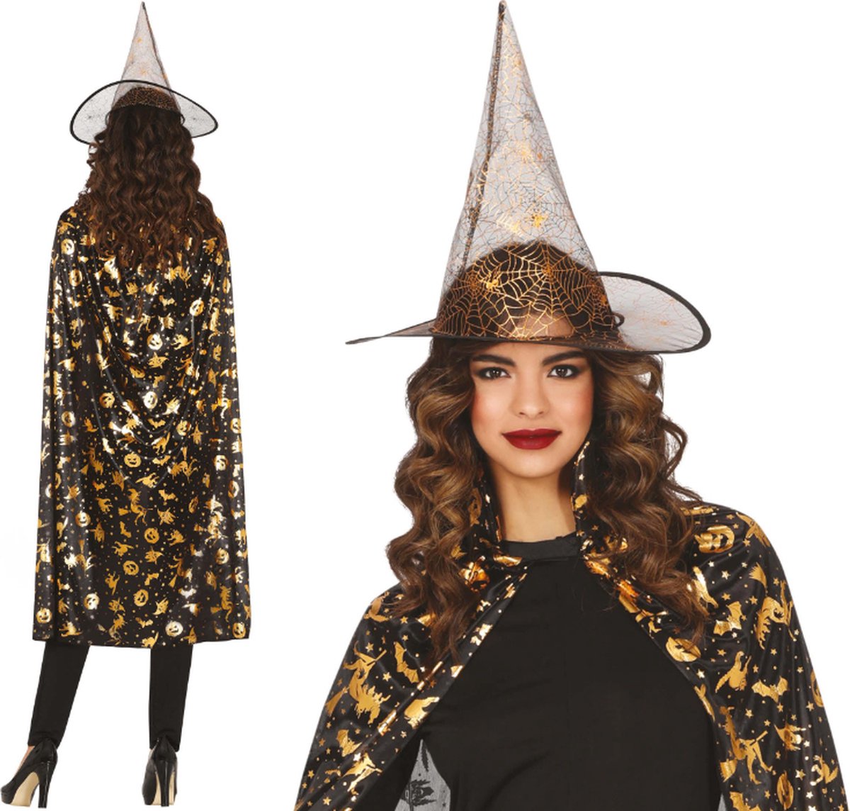 Fiestas guirca - ensemble chapeau et cape de sorcière - adultes - 110 cm