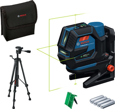 Bosch professional gcl 12v-50-22 cg - laser combiné - avec 4x batterie - trépied - planche de visée laser - support rotatif - adaptateur de batterie - sac