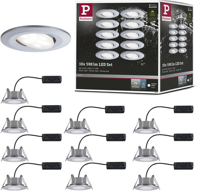 Paulmann Lampe à encastrer LED Calla set de base orientable IP65 rond 90 mm 30° 10x5,2W 10x460lm 230V dimmable 4000K chrome mat