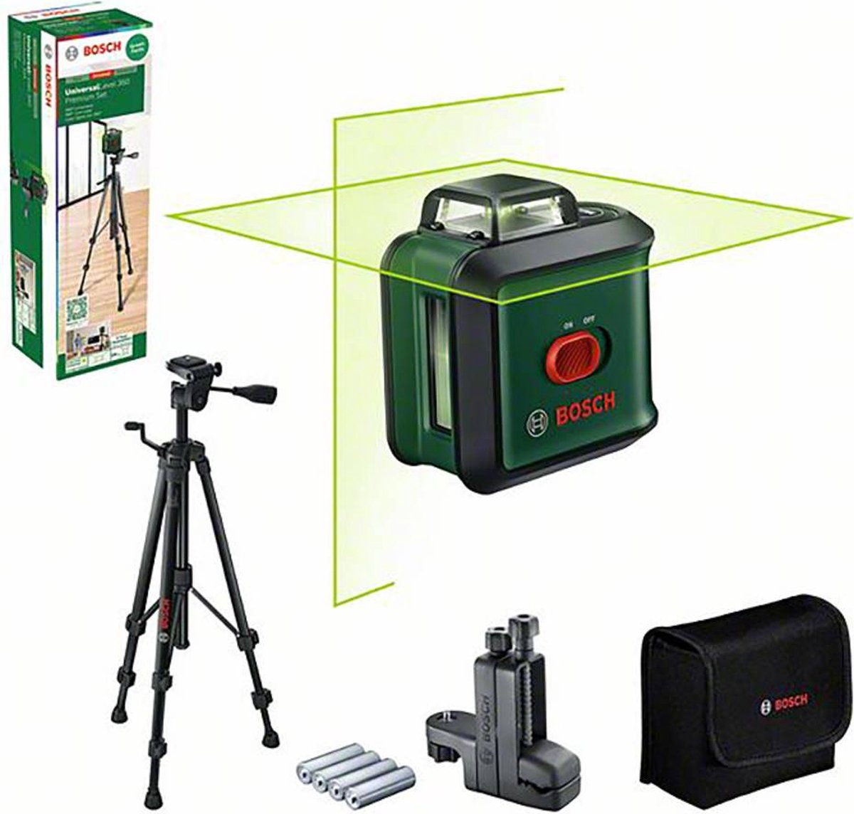 Bosch universallevel 360 premium set - laser lignes croisées 360° - avec trépied - pince universelle mm3 - mallette de rangement - piles