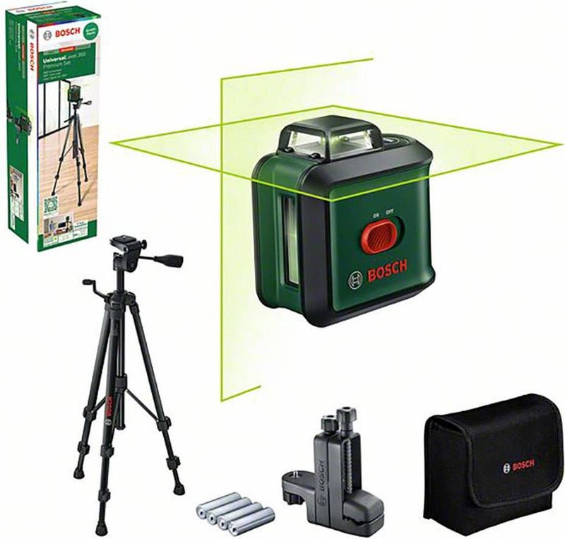 Bosch universallevel 360 premium set - laser lignes croisées 360° - avec trépied - pince universelle mm3 - mallette de rangement - piles