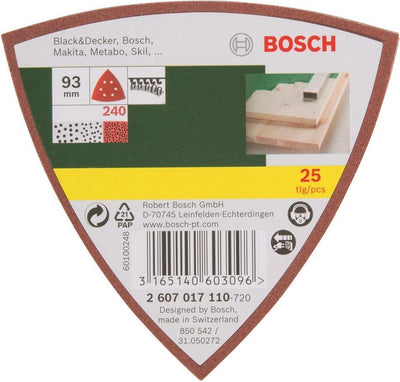 Jeu de feuilles abrasives Bosch 25 pièces pour ponceuse Delta - fixation auto-agrippante - grain 240