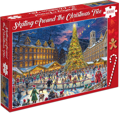 Puzzle de Noël de Tucker's Fun Factory - patiner autour du sapin de Noël - 1000 pièces 68×49cm (l×h) - puzzles