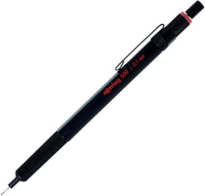 Porte-mine Rotring 500 | Broche HB de 0,5 mm | boîtier en plastique hexagonal noir et poignée en métal texturé antidérapant