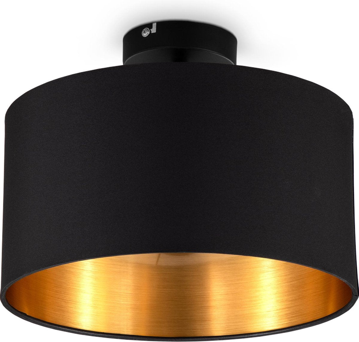 B.k.licht - plafonnier - noir-doré - rond - lampe décorative - avec culot E27 - ø30cm