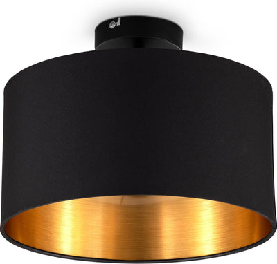 B.k.licht - plafonnier - noir-doré - rond - lampe décorative - avec culot E27 - ø30cm
