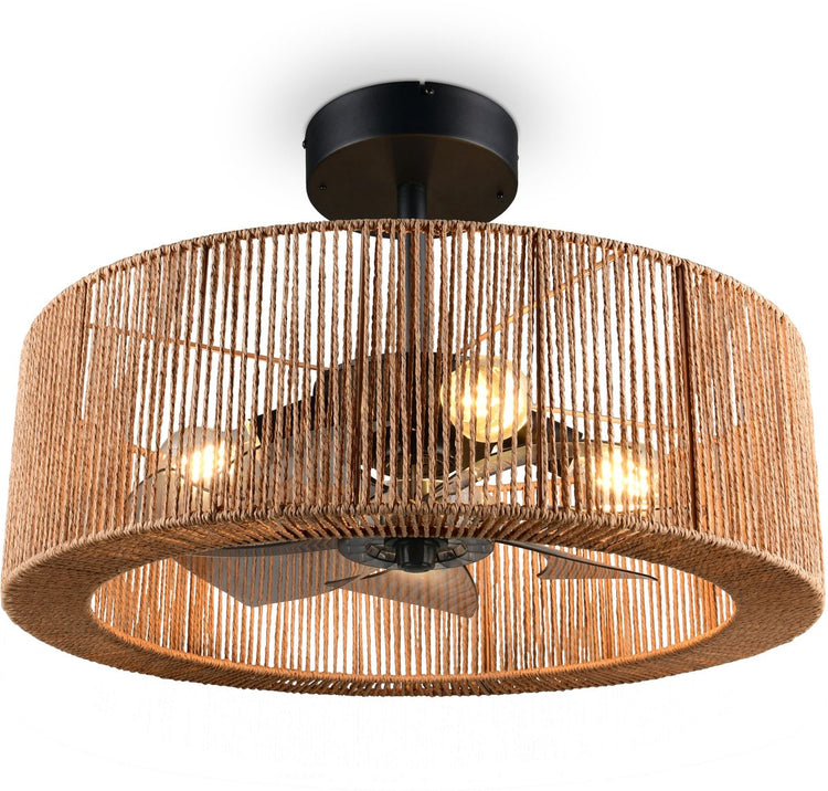 Rl vis ta lumière réalité smillum - éventail - naturel - excl. 4x e27 4 w - télécommande - 3 réglages de vitesse - hauteur réglable - mode été et hiver