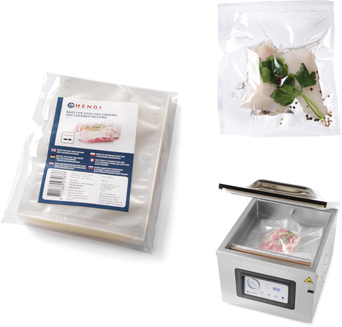 Hendi - sacs de cuisson sous vide - 150x250 mm - nylon polyéthylène