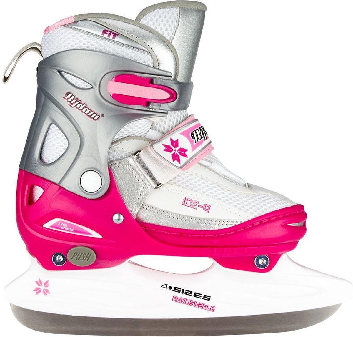Patin artistique Nijdam - réglable - taille 38-41 - botte semi-souple - rose