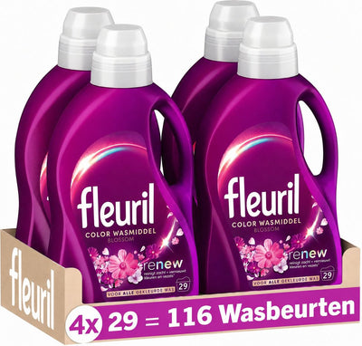 Fleuril colour Blossom - lessive liquide - lessive colorée - expérience parfumée intense - 4x29 lavages - pack économique