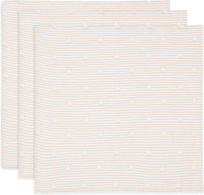 Jollein x Miffy chiffon hydrophile petit - 70x70cm - rayure miffy - biscuit - 3 pièces
